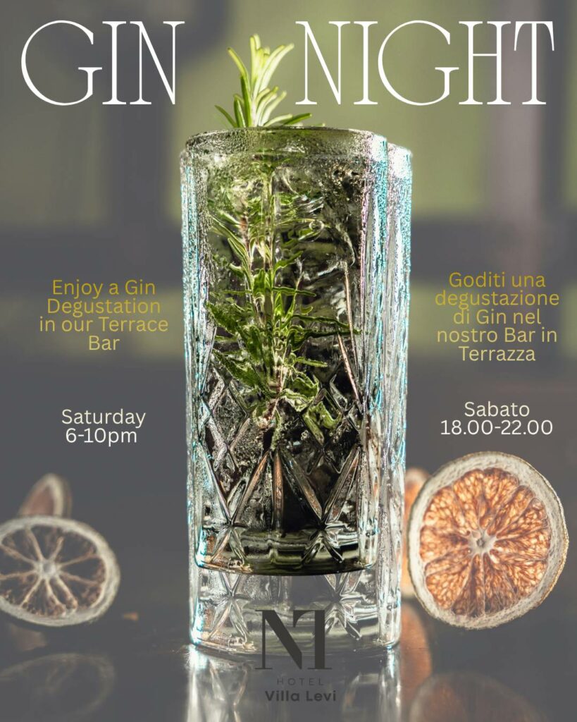 Goditi una degustazione di Gin nel nostro bar in terrazza. Sabato dalle 18 alle 22